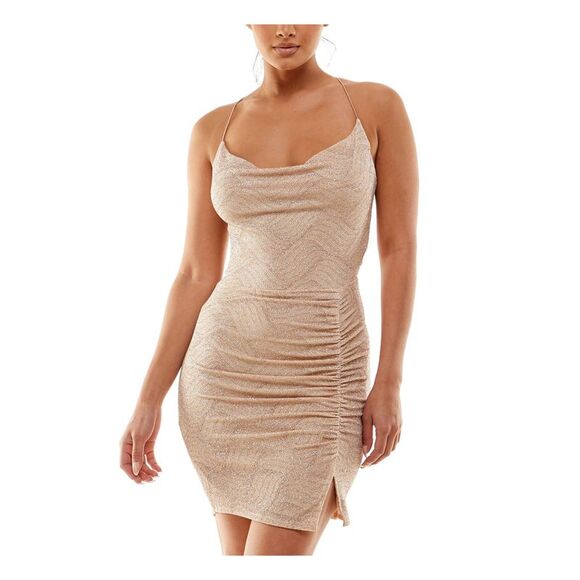 B DARLIN Dresses & Skirts - B DARLIN Womens Beige Lined Open Back Pullover Mini Dress XXL